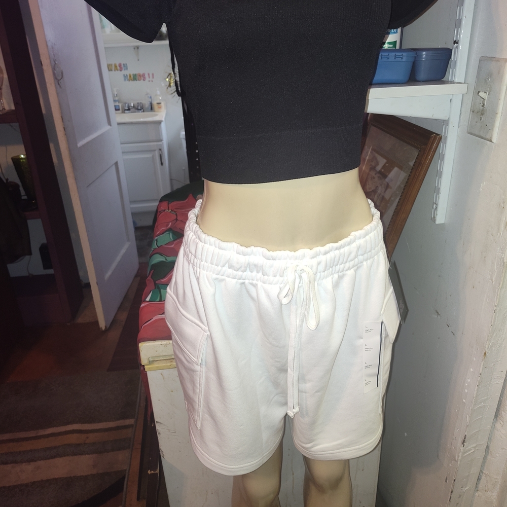 Women's White Drawstring Shorts